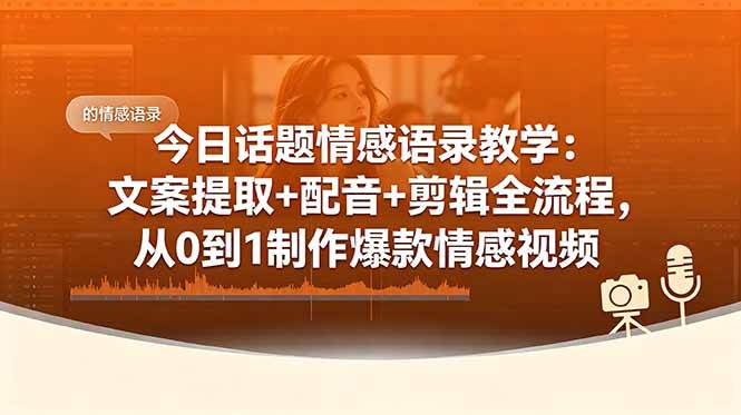 (18719期)今日话题情感语录教学:文案提取+配音+剪辑全流程,从0到1制作爆款情感视频-易工具