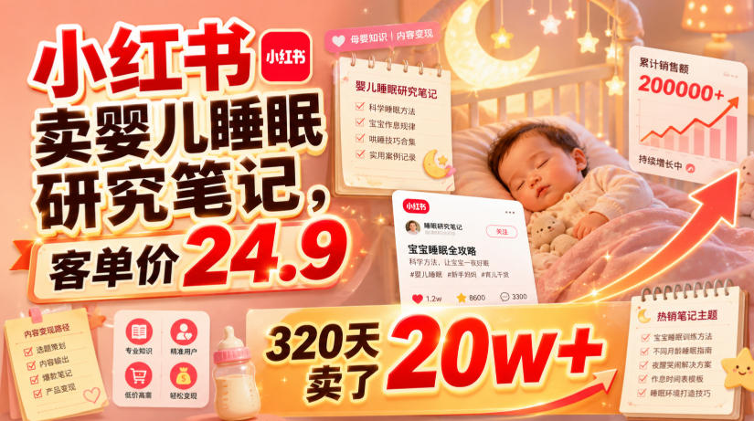 小红书卖婴儿睡眠研究笔记,客单价24.9,320天卖了20w+ 小红书卖婴儿睡眠研究笔记,客单价24.9,320天卖了20w+