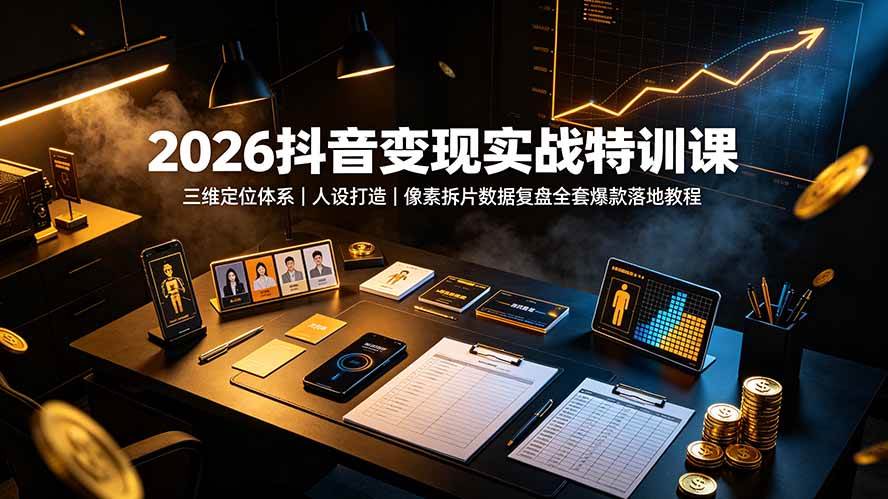 (19419期)2026抖音变现实战特训课:三维定位体系|人设打造|像素拆片数据复盘全套爆款落地教程-易工具