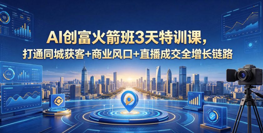 AI创富火箭班3天特训课,打通同城获客+商业风口+直播成交全增长链路,2026年4月新课-易工具