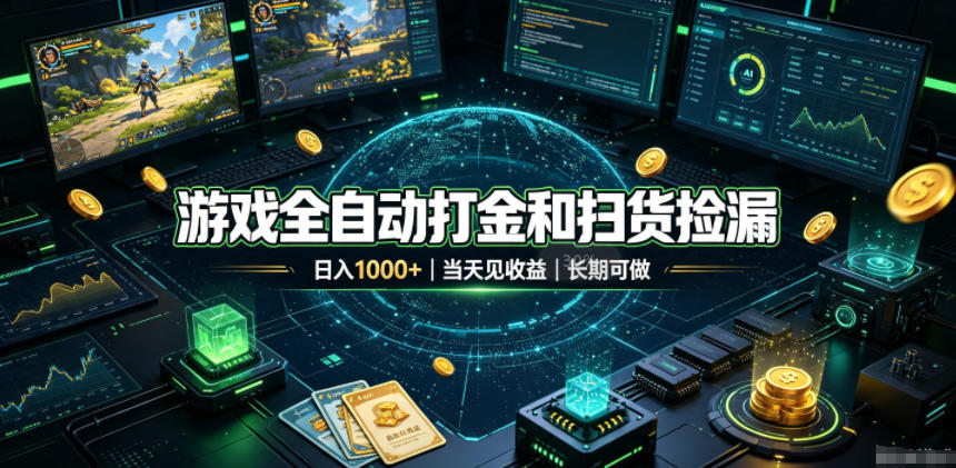 游戏全自动打金和扫货捡漏,日入1k+,当天见收益,长期可做!【揭秘】-易工具