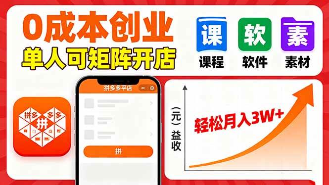 图片[1]-（16047期）拼多多虚拟电商，0成本，单人可矩阵开店，轻松月入3W+-易工具