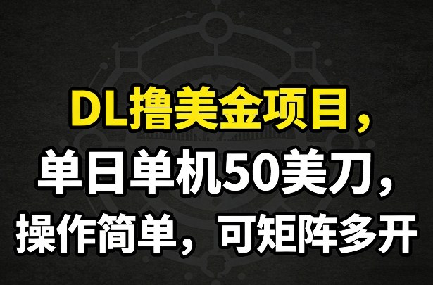 DL撸美金项目,单日单机50美刀,操作简单,可矩阵多开-易工具
