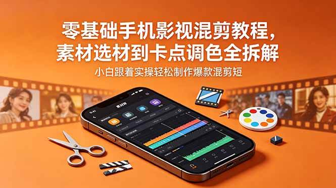 (18750期)零基础手机影视混剪教程,素材选材到卡点调色全拆解,小白跟着实操轻松制作爆款混剪短片-易工具