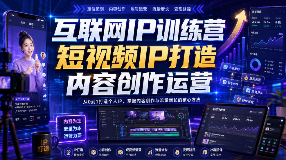 互联网IP训练营，短视频IP打造，内容创作运营-易工具