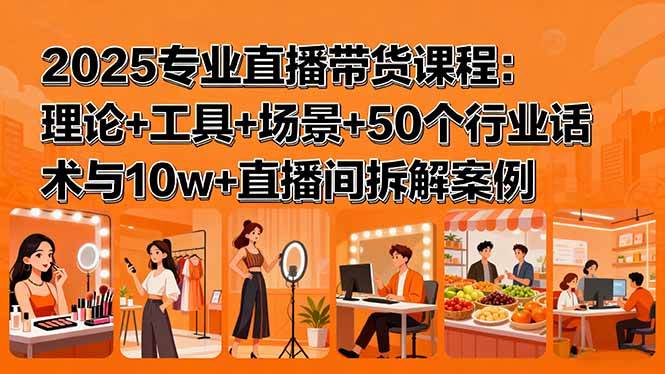 图片[1]-（15988期）2025专业直播带货课程：理论+工具+场景+50个行业话术与10w+直播间拆解案例-易工具