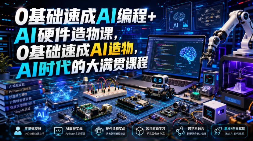 0基础速成AI编程+AI硬件造物课,0基础速成AI造物,AI时代的大满贯课程-易工具