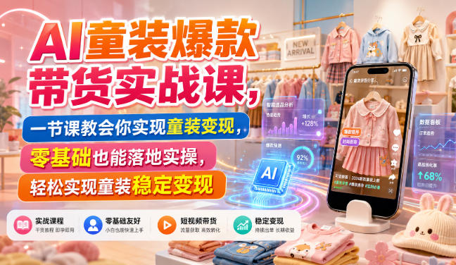 AI童装爆款带货实战课，一节课教会你实现童装变现，零基础也能落地实操-易工具