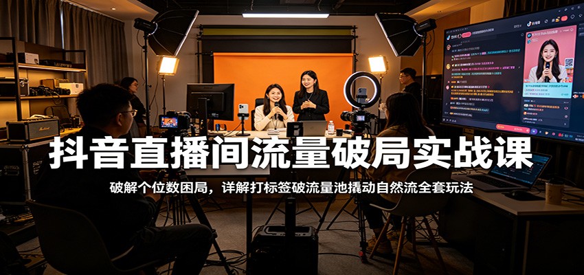 抖音直播间流量破局实战课：破解个位数困局，详解打标签破流量池撬动自然流全套玩法-易工具