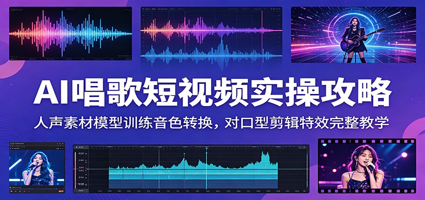 AI唱歌短视频实操攻略:人声素材模型训练音色转换,对口型剪辑特效完整教学-易工具