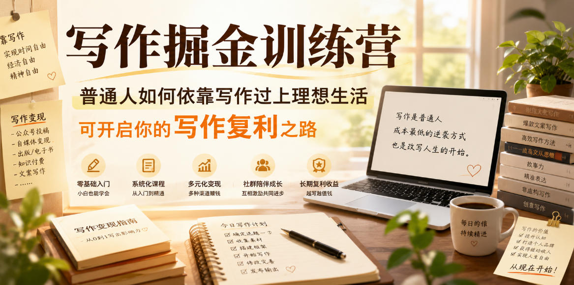 写作掘金训练营，普通人如何依靠写作过上理想生活，可开启你的写作复利之路（更新6月）-易工具