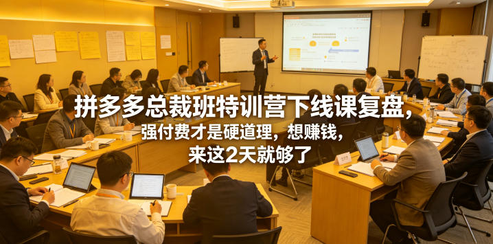 拼多多总裁班特训营下线课复盘,强付费才是硬道理,想賺钱,来这2天就够了-易工具