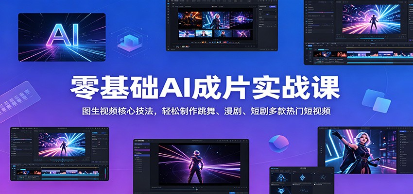 零基础AI成片实战课:图生视频核心技法,轻松制作跳舞、漫剧、短剧多款热门短视频 零基础AI成片实战课:图生视频核心技法,轻松制作跳舞、漫剧、短剧多款热门短视频