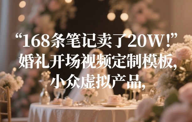 168条笔记卖了20W!婚礼开场视频定制模板,小众虚拟产品 168条笔记卖了20W!婚礼开场视频定制模板,小众虚拟产品