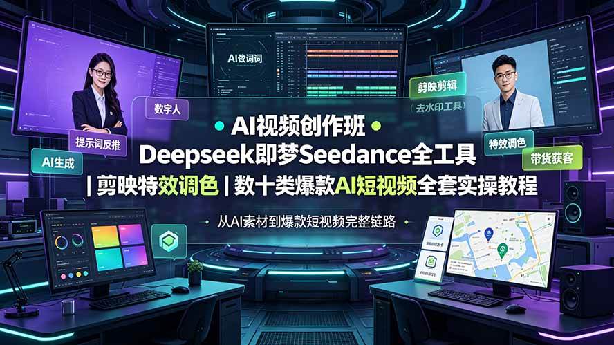 (19454期)AI视频创作班◆Deepseek即梦Seedance全工具|剪映特效调色|数十类爆款AI短视频全套实操教程-易工具