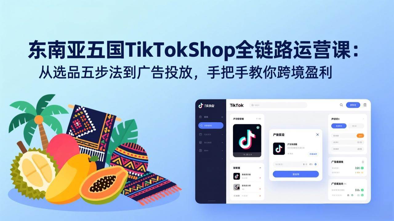 （17511期）东南亚五国TikTok Shop全链路运营课：从选品五步法到广告投放，手把手教你跨境盈利-易工具