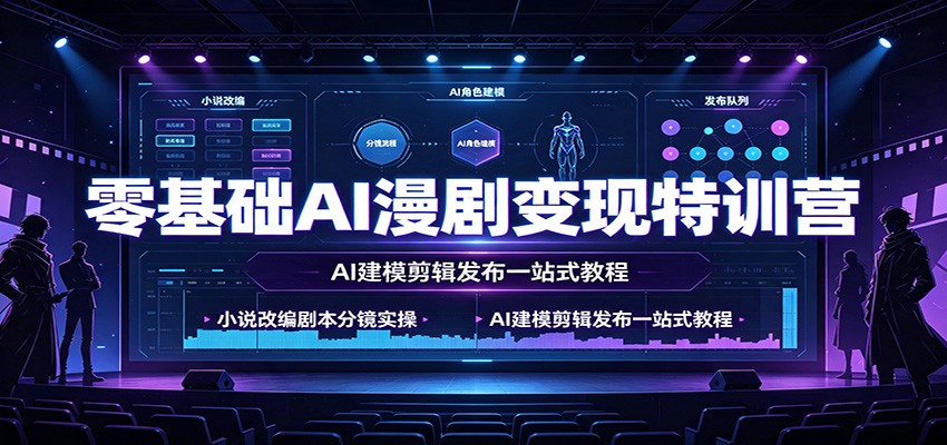 零基础AI漫剧变现特训营:小说改编剧本分镜实操,AI建模剪辑发布一站式教程-易工具