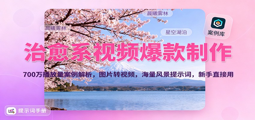 治愈系视频爆款制作,700万播放量案例解析,图片转视频,海量风景提示词,新手直接用-易工具