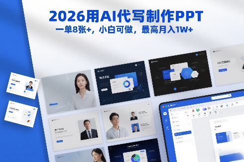 2026用AI代写制作PPT,一单8张+,小白可做,最高月入1W+ 2026用AI代写制作PPT,一单8张+,小白可做,最高月入1W+