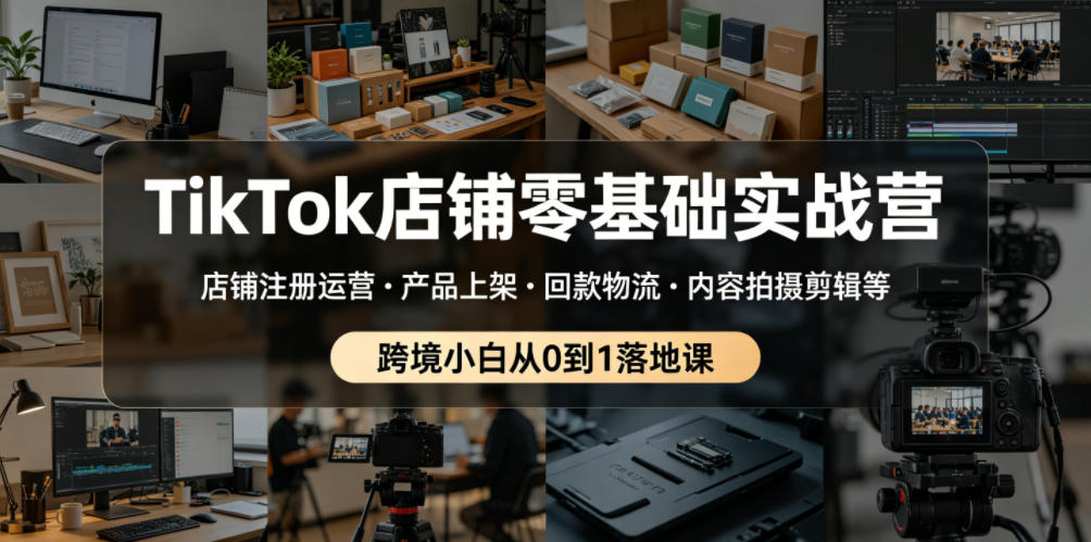 TikTok店铺零基础实战营，店铺注册运营・产品上架・回款物流・内容拍摄剪辑等 ，跨境小白从0到1落地课-易工具