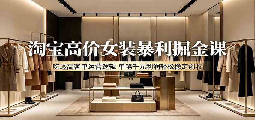 淘宝高价女装暴利掘金课:吃透高客单运营逻辑,单笔千元利润轻松稳定创收-易工具