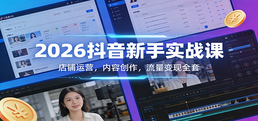 2026抖音新手实战课：店铺运营，内容创作，流量变现全套-易工具
