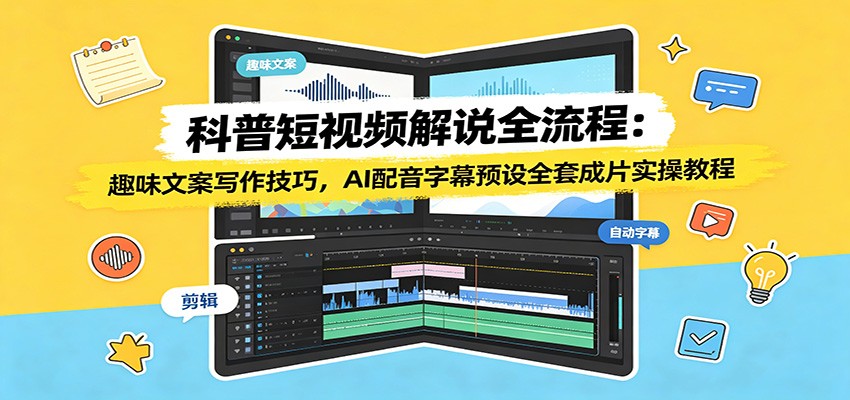 科普短视频解说全流程:趣味文案写作技巧,AI配音字幕预设全套成片实操教程-易工具