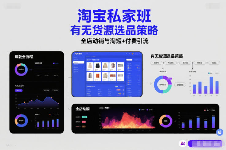 淘宝私家班，有无货源选品策略，高成功率爆款全流程打法，全店动销与淘短+付费引流（更新2026年08月05日）-易工具