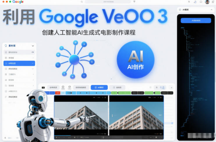 利l用Google Veo 3创建人工智能AI生成式电影制作课程，使用人工智能的力量创建令人惊叹的视频-易工具