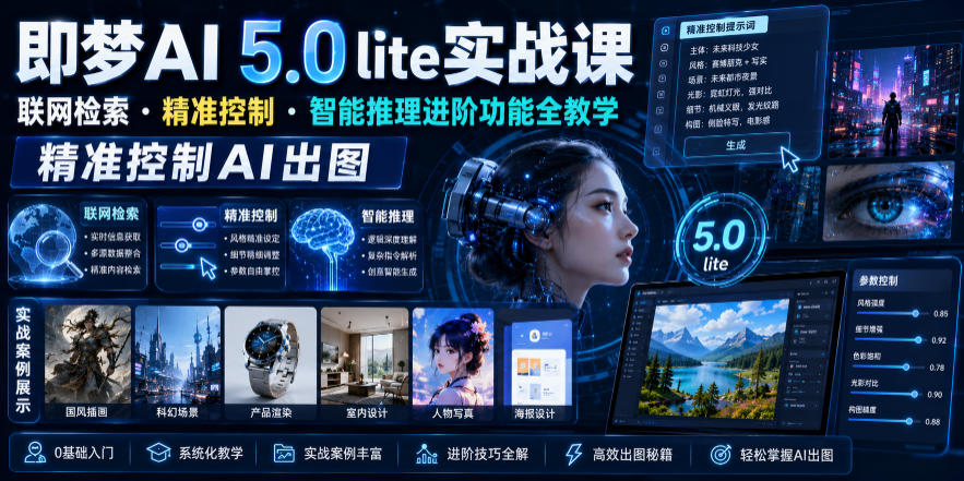 即梦AI 5.0 lite实战课，联网检索・精准控制・智能推理进阶功能全教学，精准控制AI出图