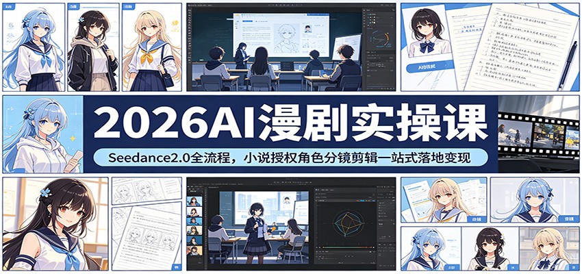 2026AI漫剧实操课：Seedance2.0全流程，小说授权角色分镜剪辑一站式落地变现-易工具