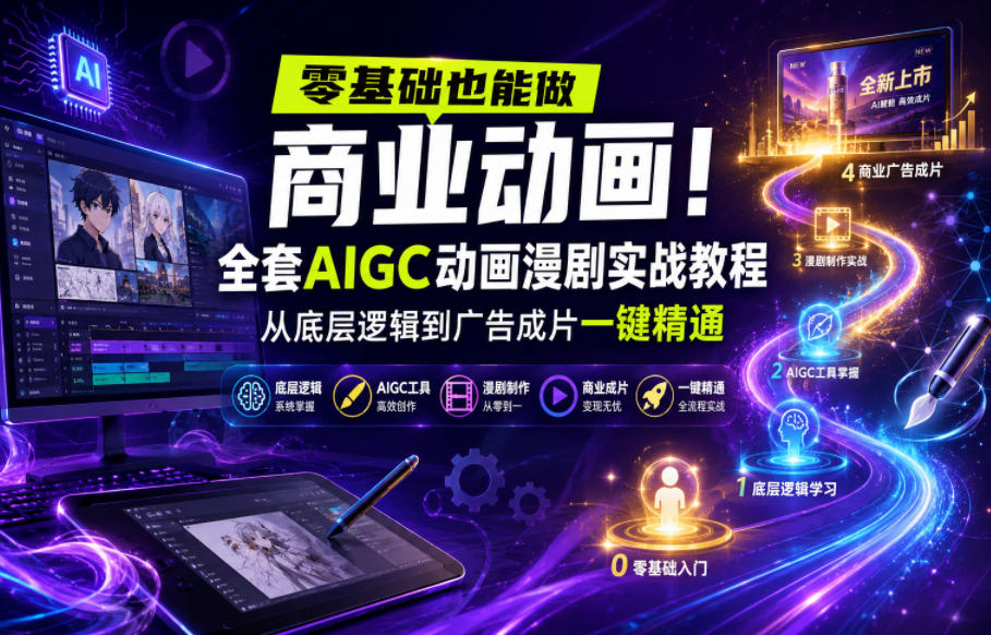 零基础也能做商业动画！全套AIGC动画漫剧实战教程，从底层逻辑到广告成片一键精通（更新0715）-易工具
