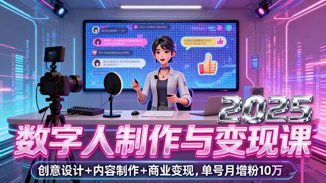 图片[1]-（16032期）2025数字人制作与变现课，创意设计+内容制作+商业变现，单号月增粉10万+-易工具