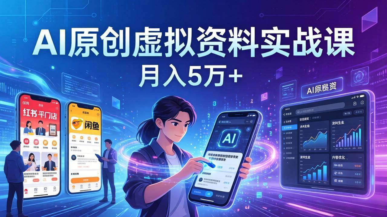 （17657期）AI原创虚拟资料实战课：2026新机会，小红书闲鱼开店，普通人用AI轻松变现，月入5万+-易工具