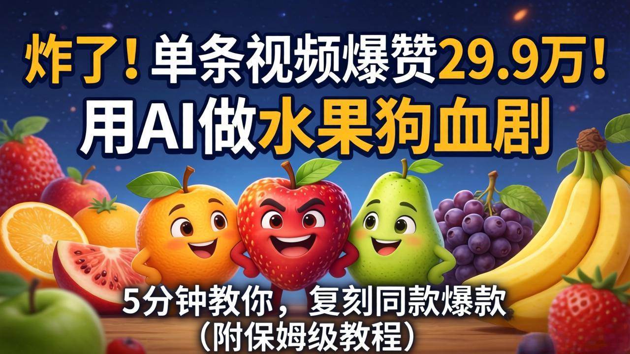 （18206期）炸了！单条视频爆赞 29.9 万！用 AI 做水果狗血剧，5 分钟教你，复刻同款爆款（附保姆级教程）-易工具