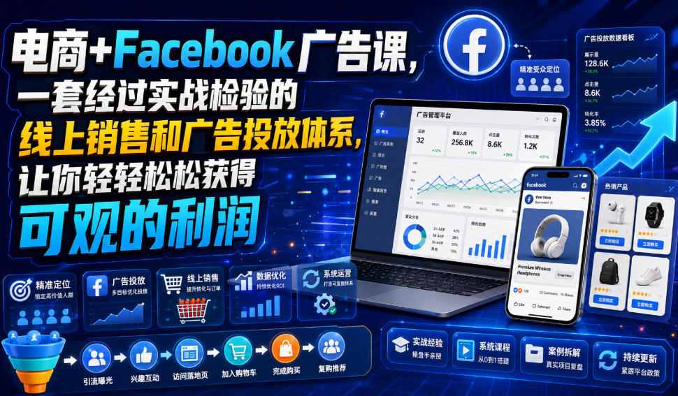 电商+Facebook广告课,一套经过实战检验的线上销售和广告投放体系,让你轻轻松松获得可观的利润【原创双语字幕】-易工具