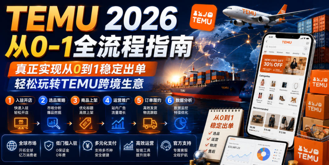 TEMU 2026从0-1全流程指南,真正实现从0到1稳定出单,轻松玩转TEMU跨境生意-易工具