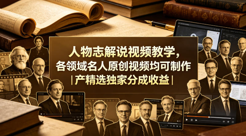 人物志解说视频教学，各领域名人原创视频均可制作丨精选独家分成收益-易工具