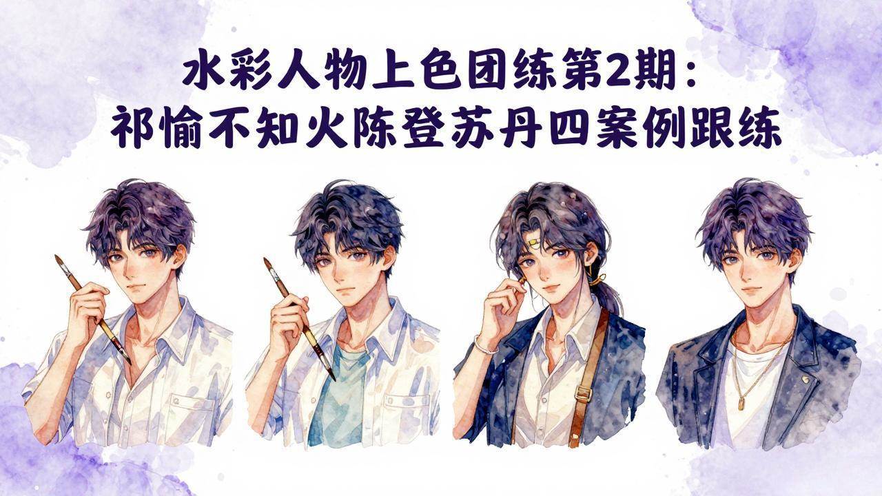 （17954期）水彩人物上色团练第2期：祁煜不知火陈登苏丹四案例跟练，手把手提升绘画能力-易工具