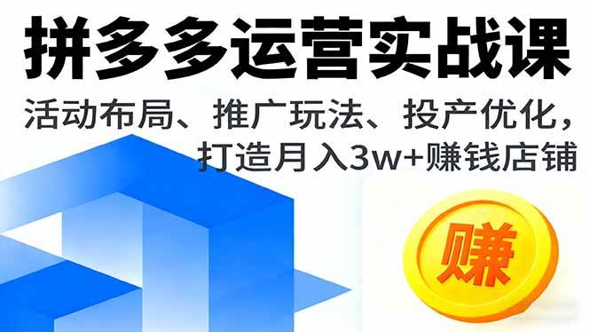 图片[1]-（16135期）拼多多运营实战课，活动布局、推广玩法、投产优化，打造月入3w+赚钱店铺-易工具