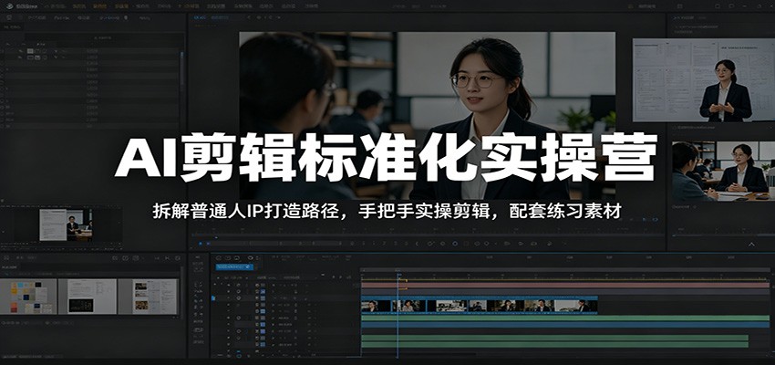 AI剪辑标准化实操营：拆解普通人IP打造路径，手把手实操剪辑，配套练习素材-易工具