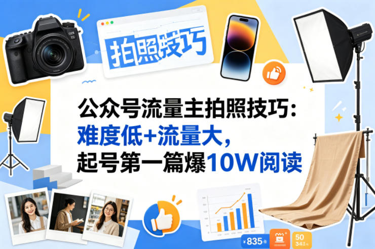 公众号流量主之拍照技巧赛道，难度低+流量大，起号第一篇就爆了10w阅读-易工具