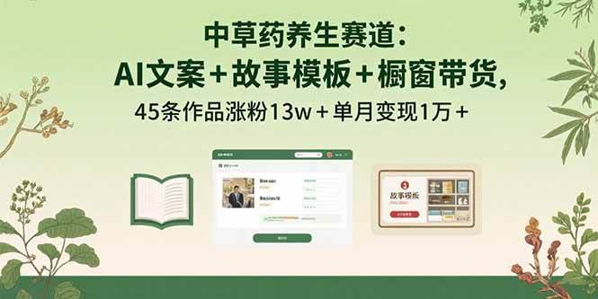 图片[1]-（15925期）中草药养生赛道：AI文案+故事模板+橱带货，45条作品涨粉13w+单月变现1万+-易工具