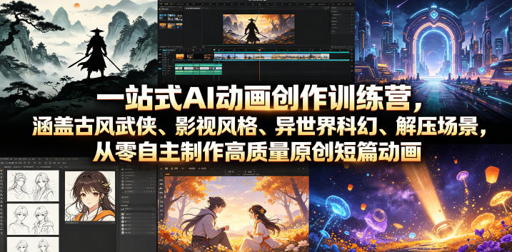 一站式AI动画创作训练营,涵盖古风武侠、影视风格、异世界科幻、解压场景,从零自主制作高质量原创短篇动画(更新) 一站式AI动画创作训练营,涵盖古风武侠、影视风格、异世界科幻、解压场景,从零自主制作高质量原创短篇动画(更新)
