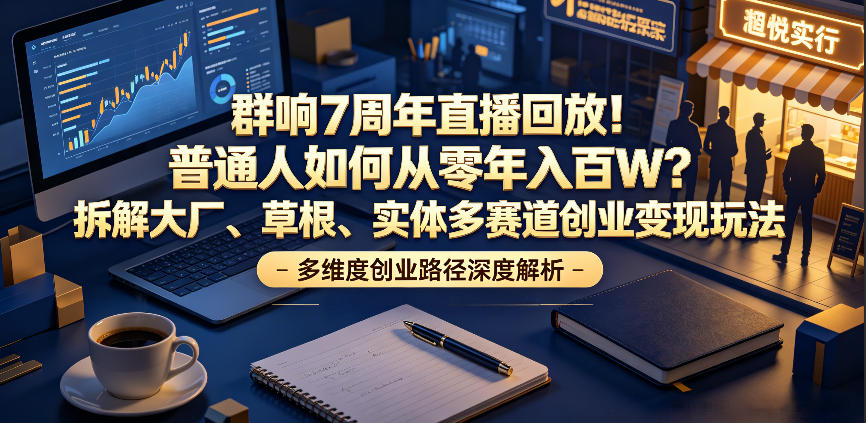 群响7周年直播回放！普通人如何从零年入百W？拆解大厂、草根、实体多赛道创业变现玩法-易工具