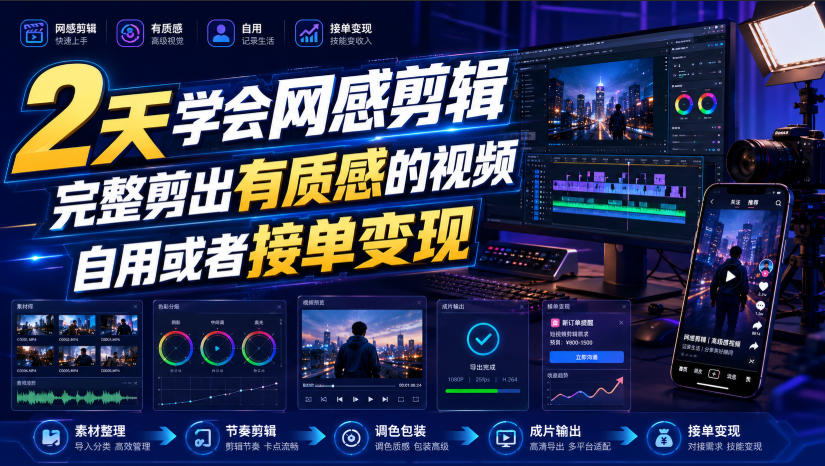 2天学会网感剪辑，完整剪出有质感的视频，自用或者接单变现-易工具