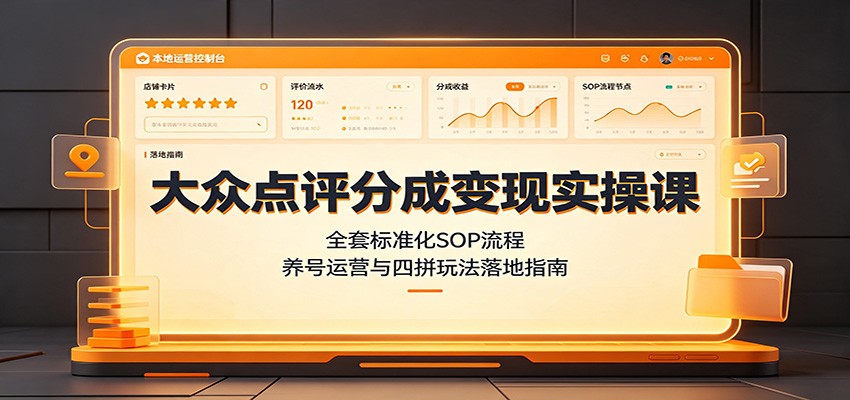 大众点评分成变现实操课:全套标准化SOP流程,养号运营与四拼玩法落地指南-易工具