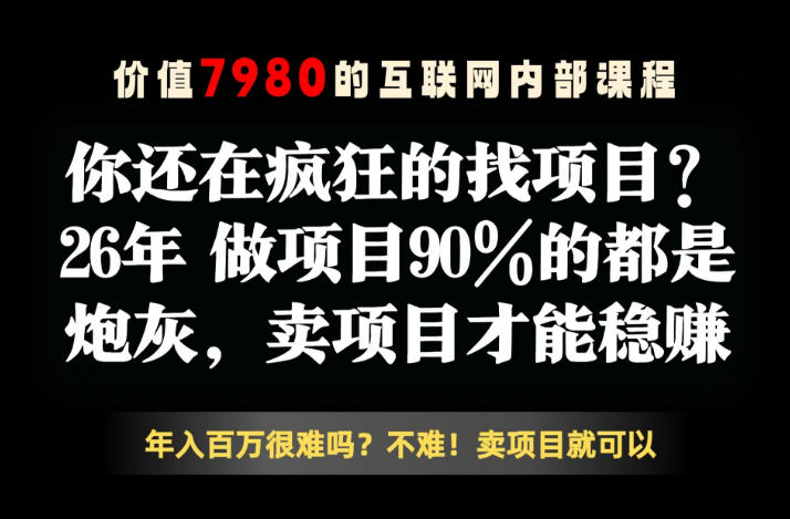 26年请不要疯狂的找项目了，卖项目远比你想象的暴利，你也可以月入10W+【揭秘】-易工具