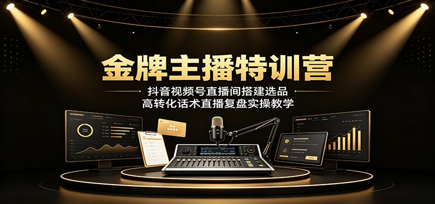 金牌主播特训营:抖音视频号直播间搭建选品,高转化话术直播复盘实操教学 金牌主播特训营:抖音视频号直播间搭建选品,高转化话术直播复盘实操教学