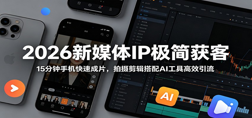 2026新媒体IP极简获客：15分钟手机快速成片，拍摄剪辑搭配AI工具高效引流-易工具